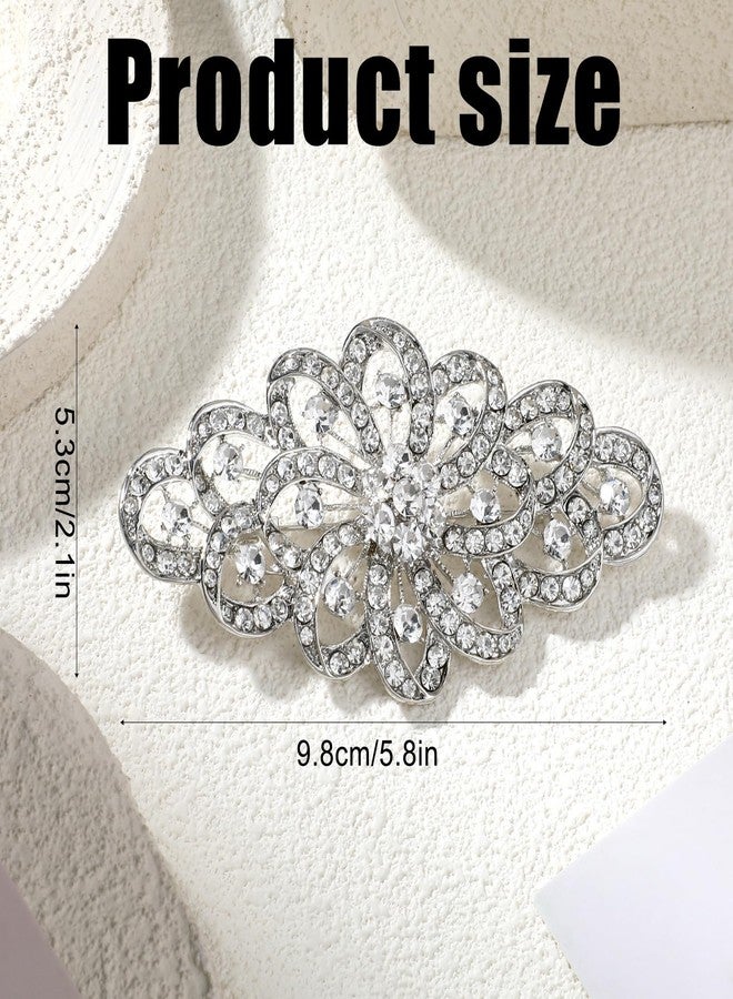 MBAIYO Broach for Wedding, Austrian Crystal Rhinestone Wedding Brooch 4 Inch Bridal Flower Ribbon Brooch for Women Formal Events Accessory - Image 3